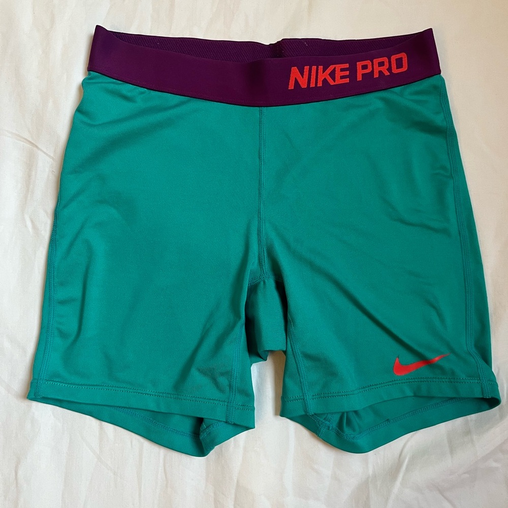 Nike Pro Teal and Purple Athletic Shorts